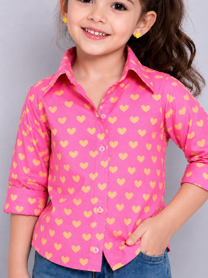 Heart Shirt -Pink &Yellow