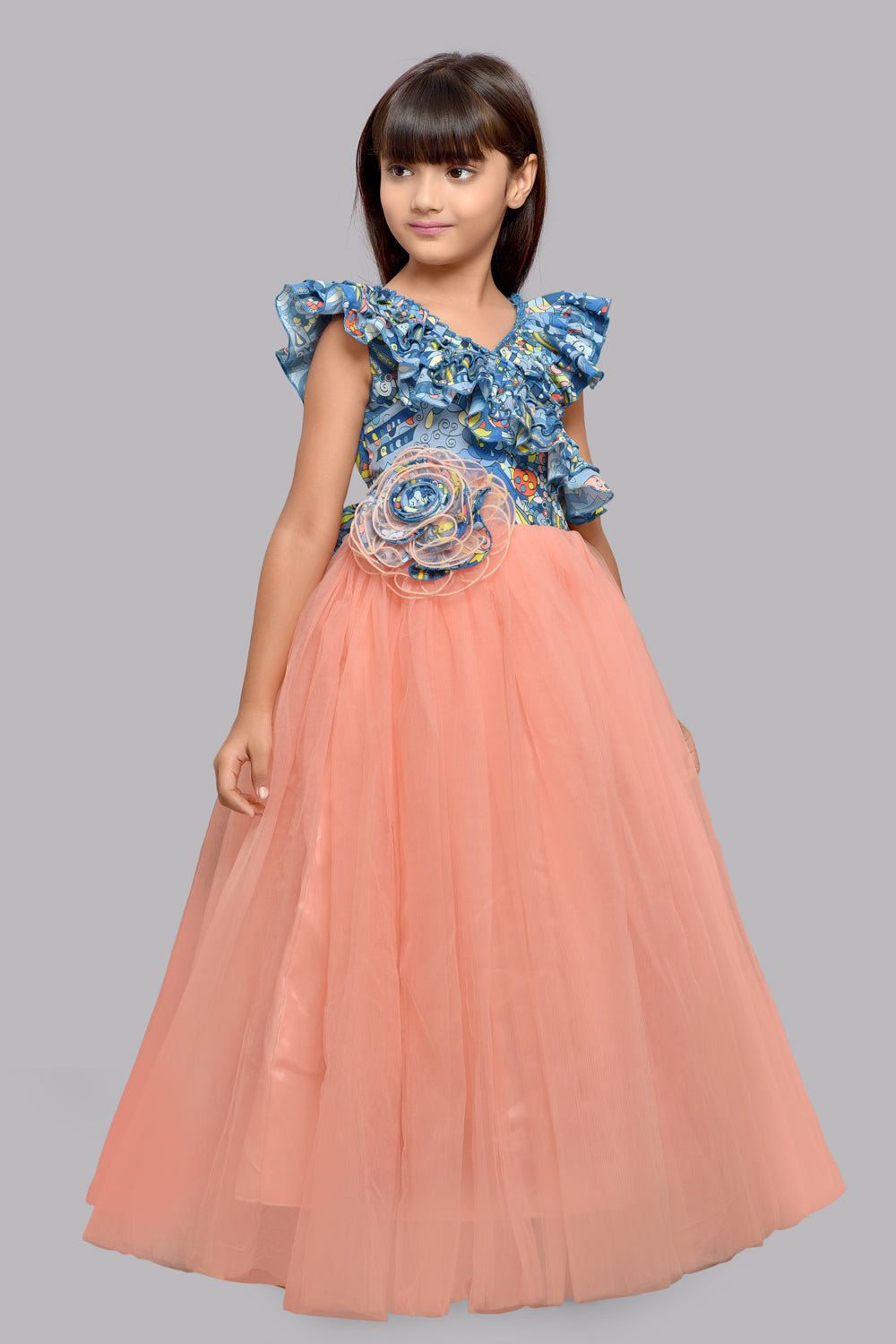 Printed Bodice and Tulle Gown