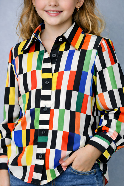 Stripped Printed Shirt -Black