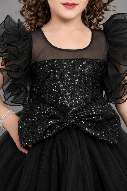 Sequins Hi-Low Dress - Black