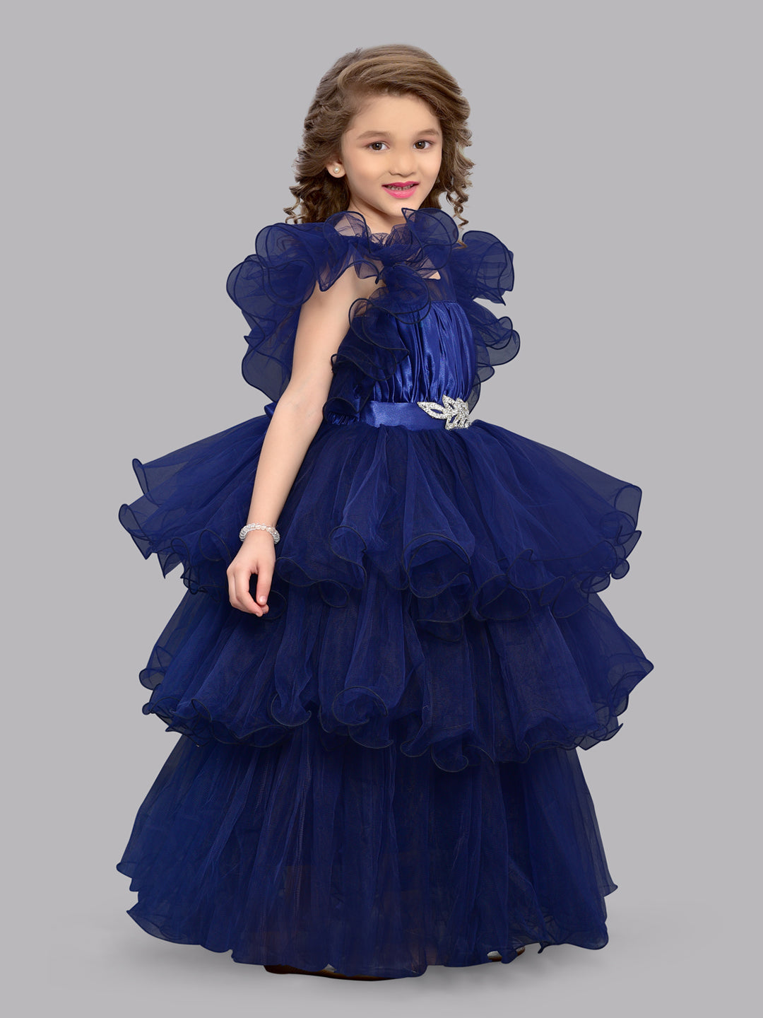 PinkChick Navy Blue Layered Gown