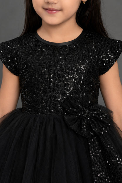 Black Bow Sequins Dress