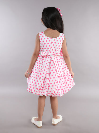 Polkadot Balloon Dress-Pink