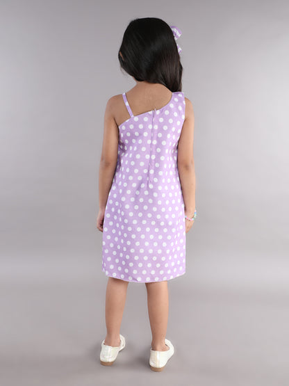 One Shoulder A-line Bow  Dress --Lavender