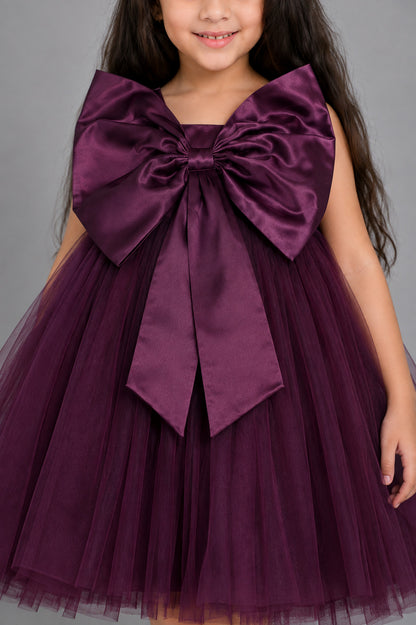 PinkChick Big Bow Dress -Burgundy