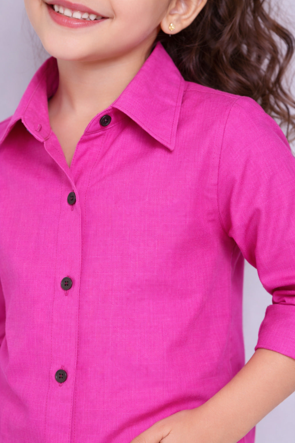 Collared Button-Up Shirt -Pink