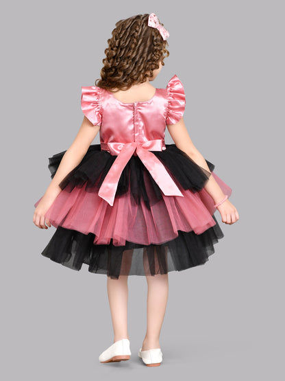 PinkChick Rose & Black Layered Dress