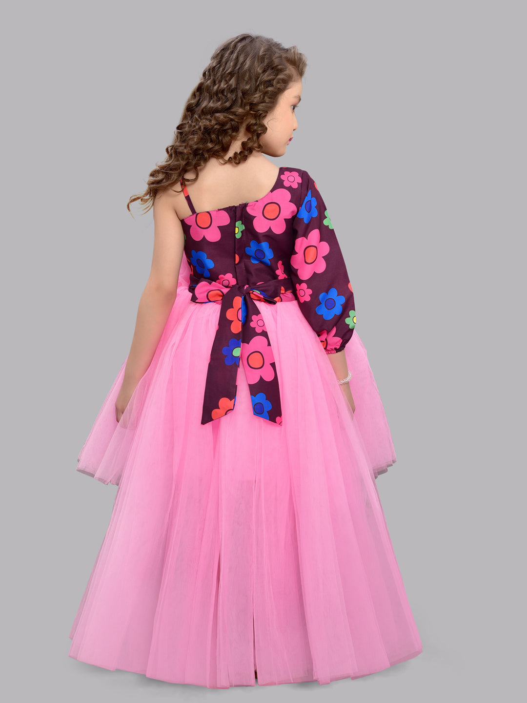 PinkChick Floral Hi-Low Dress-Burgundy