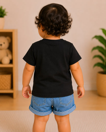 1st Birthday Applique Black T-Shirt with Cute Owl