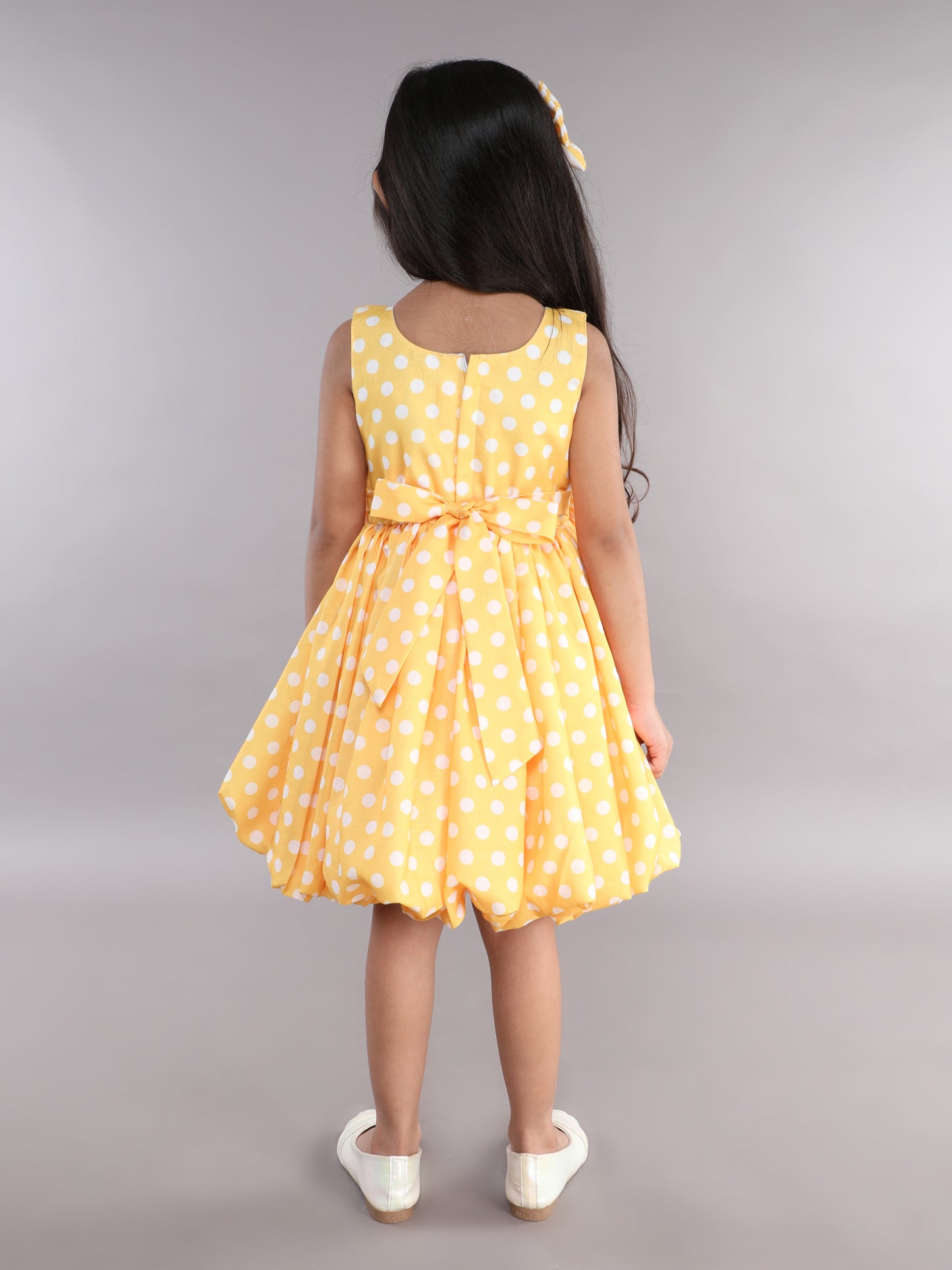 Polkadot Balloon Dress-Yellow