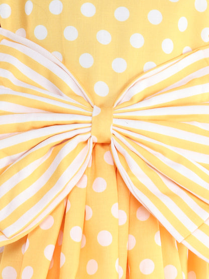 Polkadot Balloon Dress-Yellow