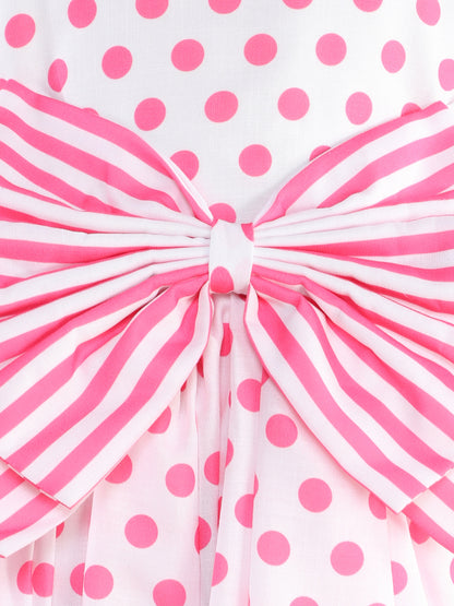 Polkadot Balloon Dress-Pink