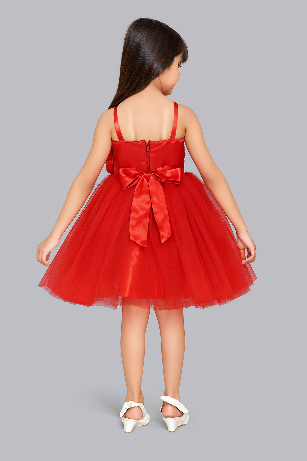 Ruffled Silhouette Party Dress-Red