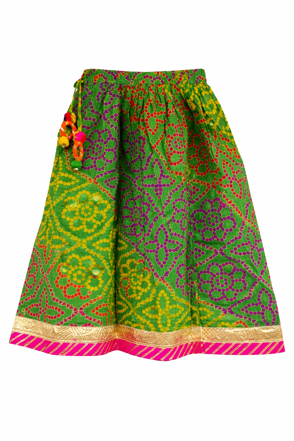 Multicolor Bandhani Print Girls Skirt