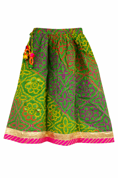 Multicolor Bandhani Print Girls Skirt