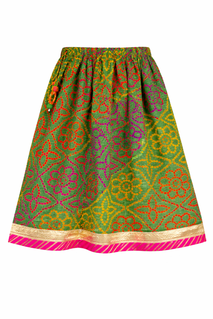 Multicolor Bandhani Print Girls Skirt