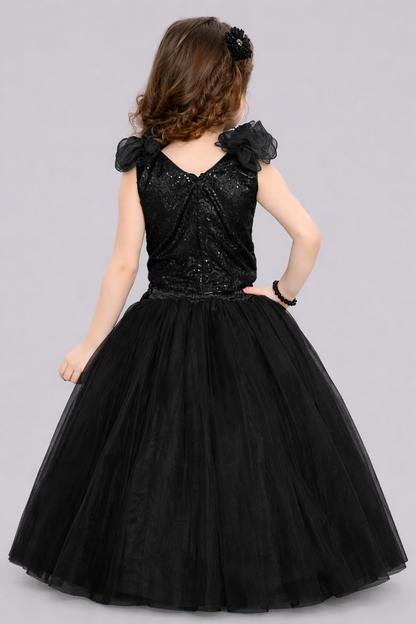 Black Sequins Ruffle Skirt Top Set