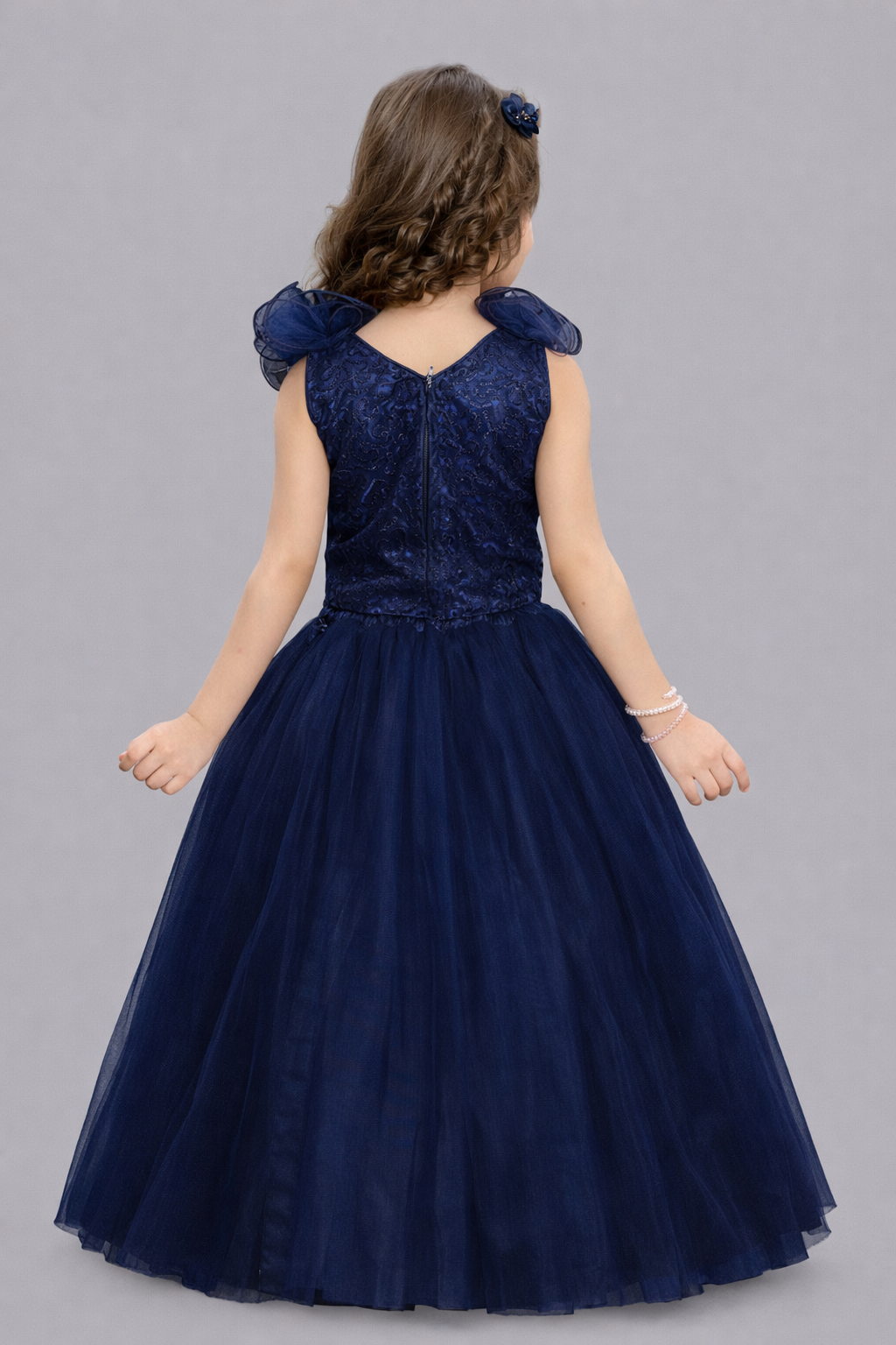 Navy blue  Sequins Ruffle Skirt Top Set