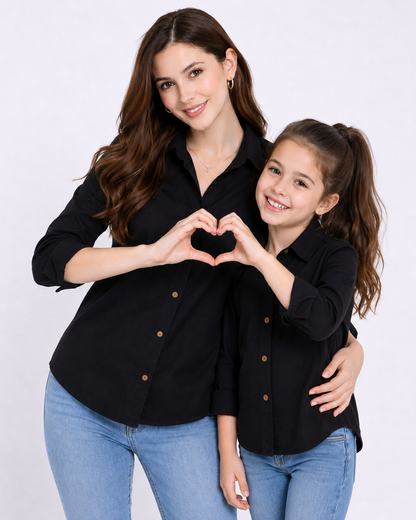 Black Solid Twinning Shirt