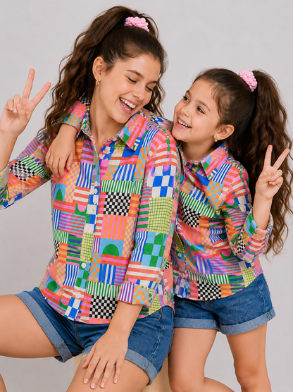 Multicolor Patchwork Print Shirt