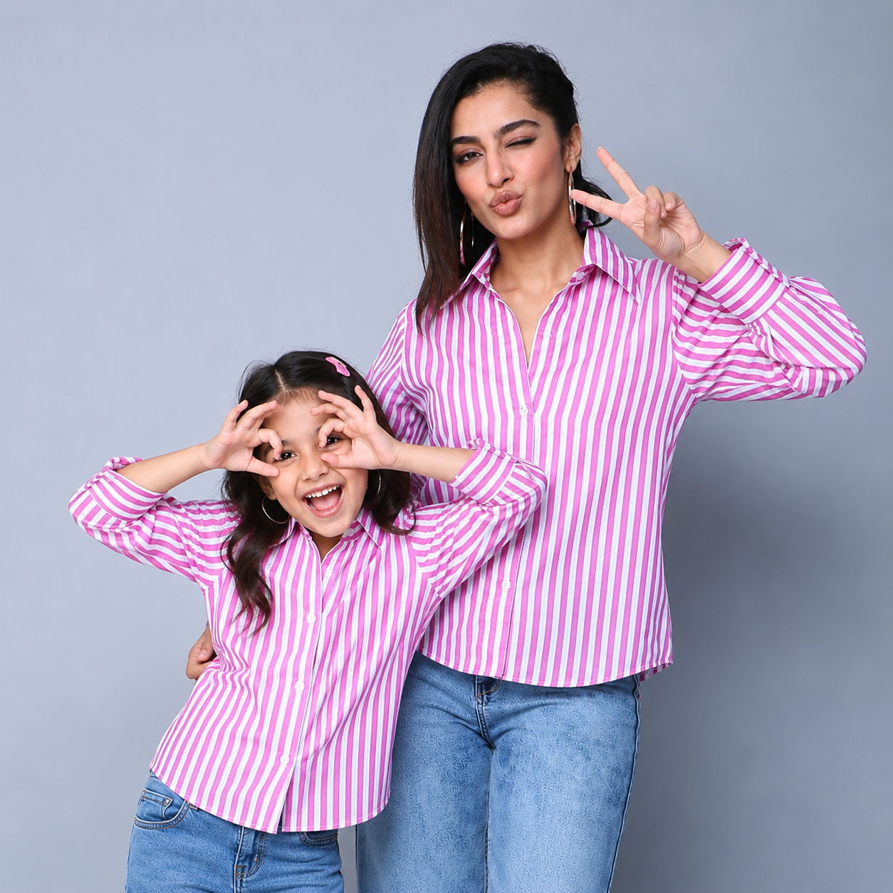 Striped Twinning Cotton Casual Shirt Combo-Purple