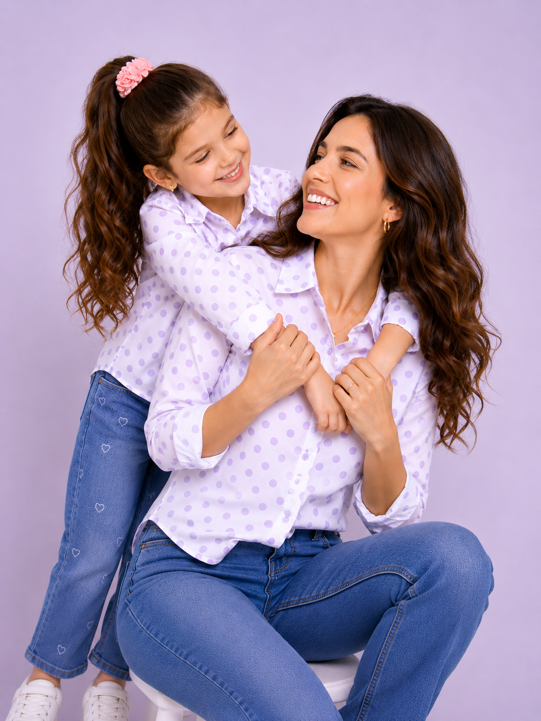 Polkadot Twinning Cotton Shirt Combo