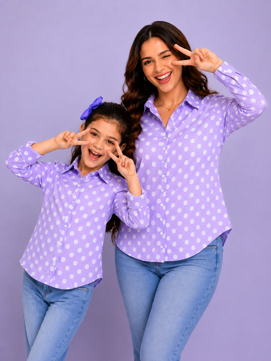 Polkadot Twinning Cotton Shirt Combo