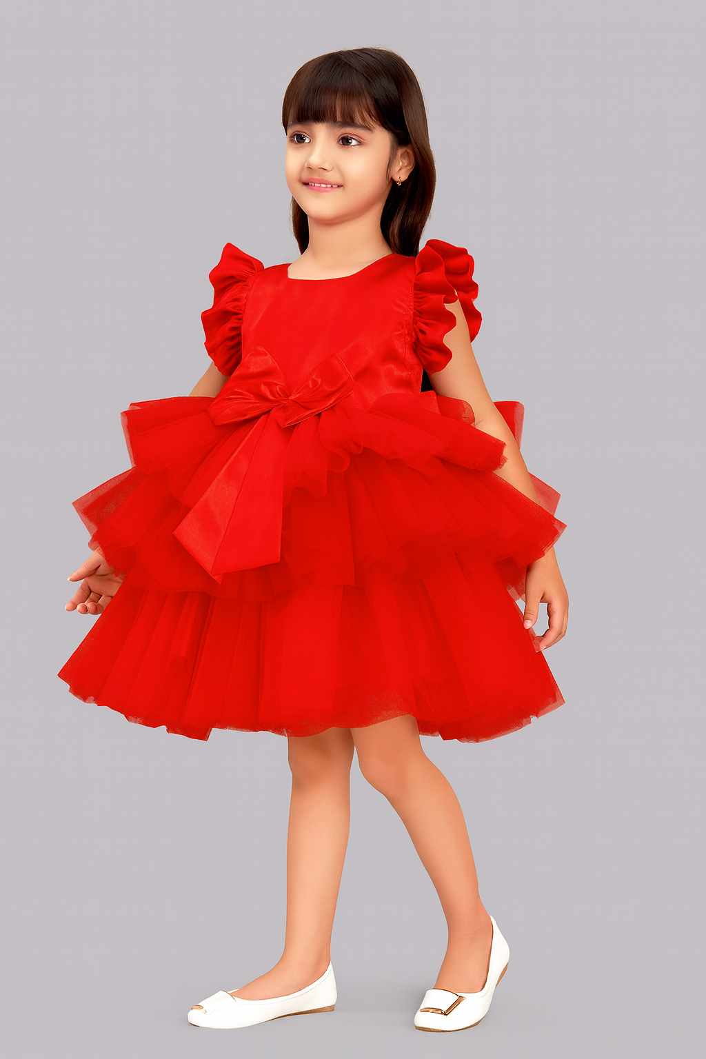 Red Layered Party  Frock