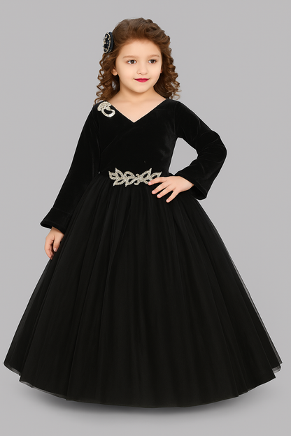 Pink Chick Black Velvet Gown