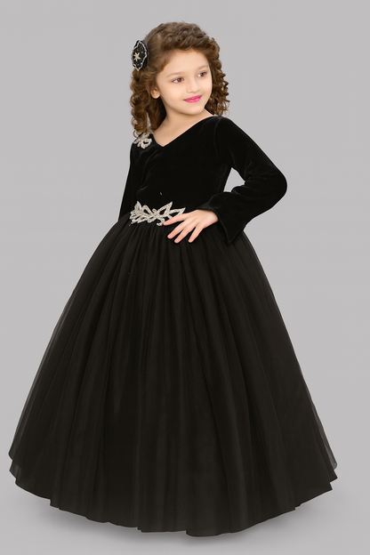 Pink Chick Black Velvet Gown