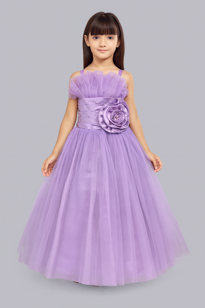 Ruffled Silhouette Party Gown - Lavender