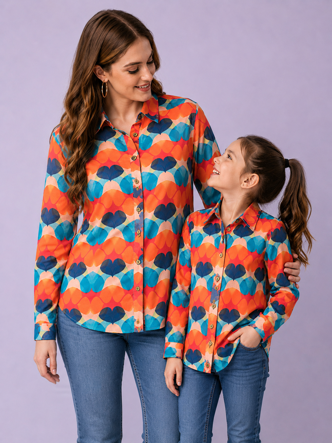 Heart Print Twinning Shirt