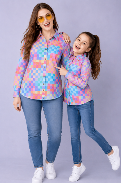 Pastel Check Twinning Shirt