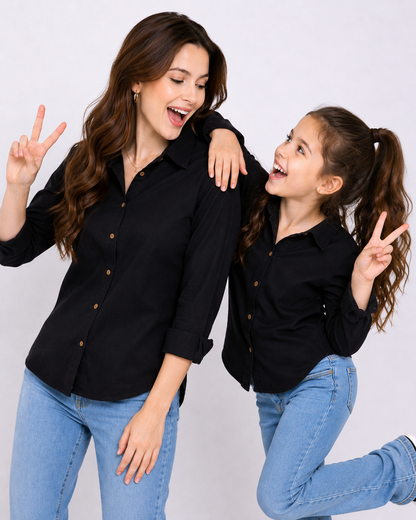 Black Solid Twinning Shirt