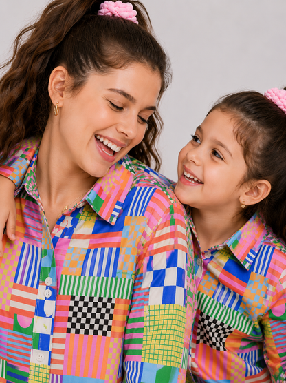 Multicolor Patchwork Print Shirt