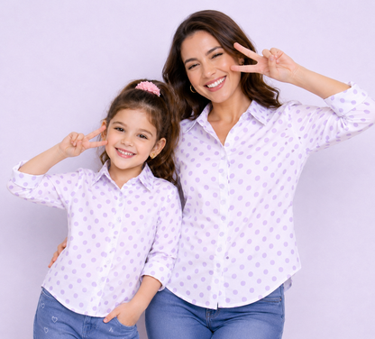 Polkadot Twinning Cotton Shirt Combo