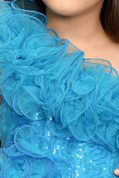 Sequined One shoulder Twirl Dress - Pherozi