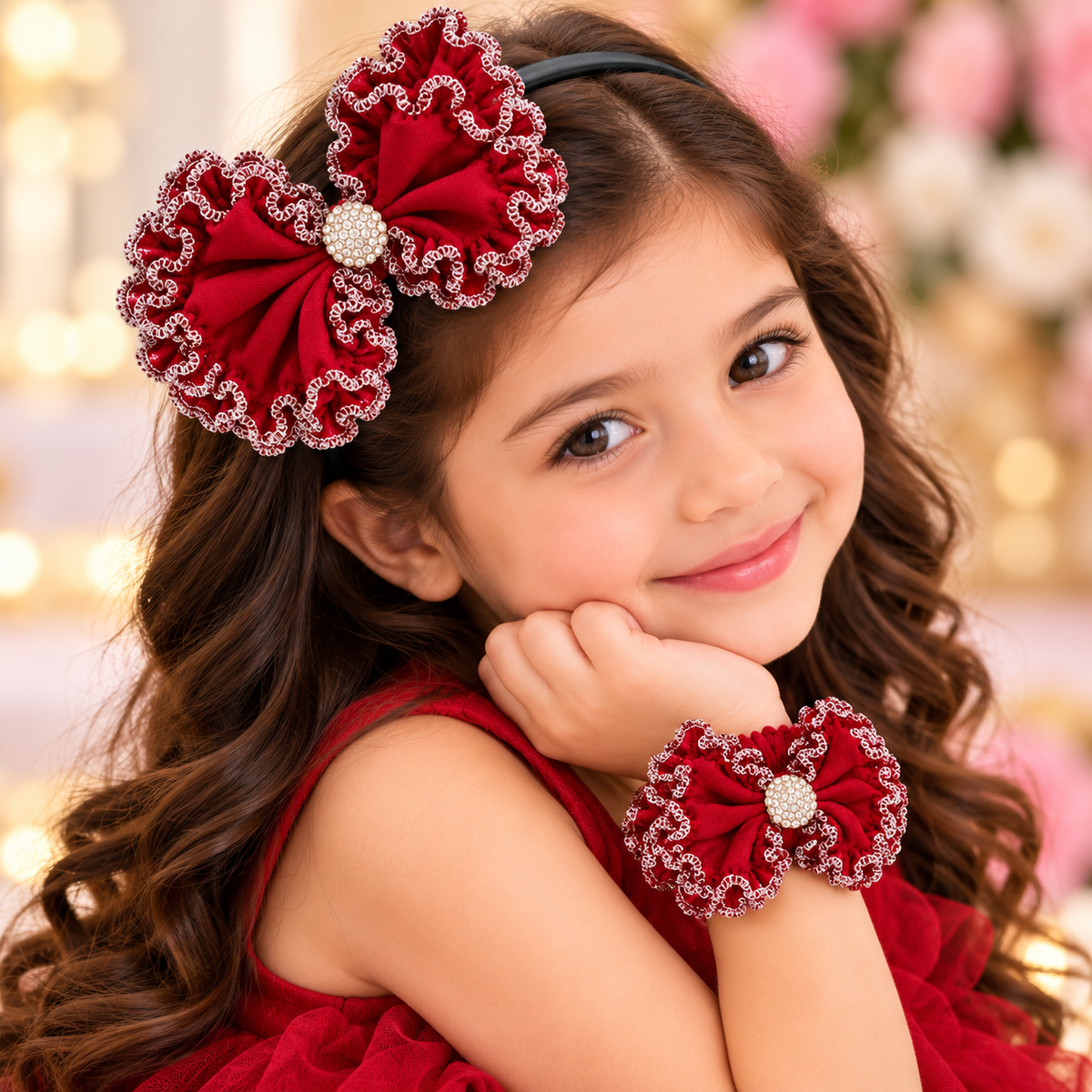 Bow Hairband & Matching Bracelet Set