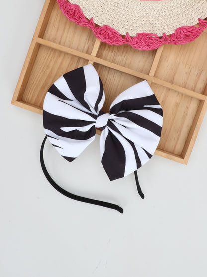 Zebra Bow Hairband-Black n White