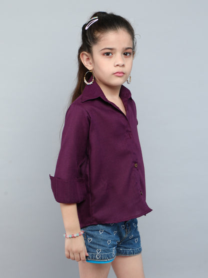 Collared Button-Up Shirt - Burgundy