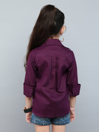 Collared Button-Up Shirt - Burgundy