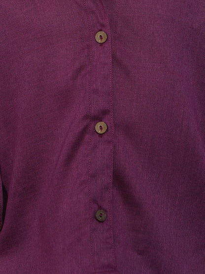 Collared Button-Up Shirt - Burgundy