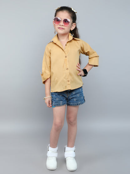 Collared Button-Up Shirt - Beige