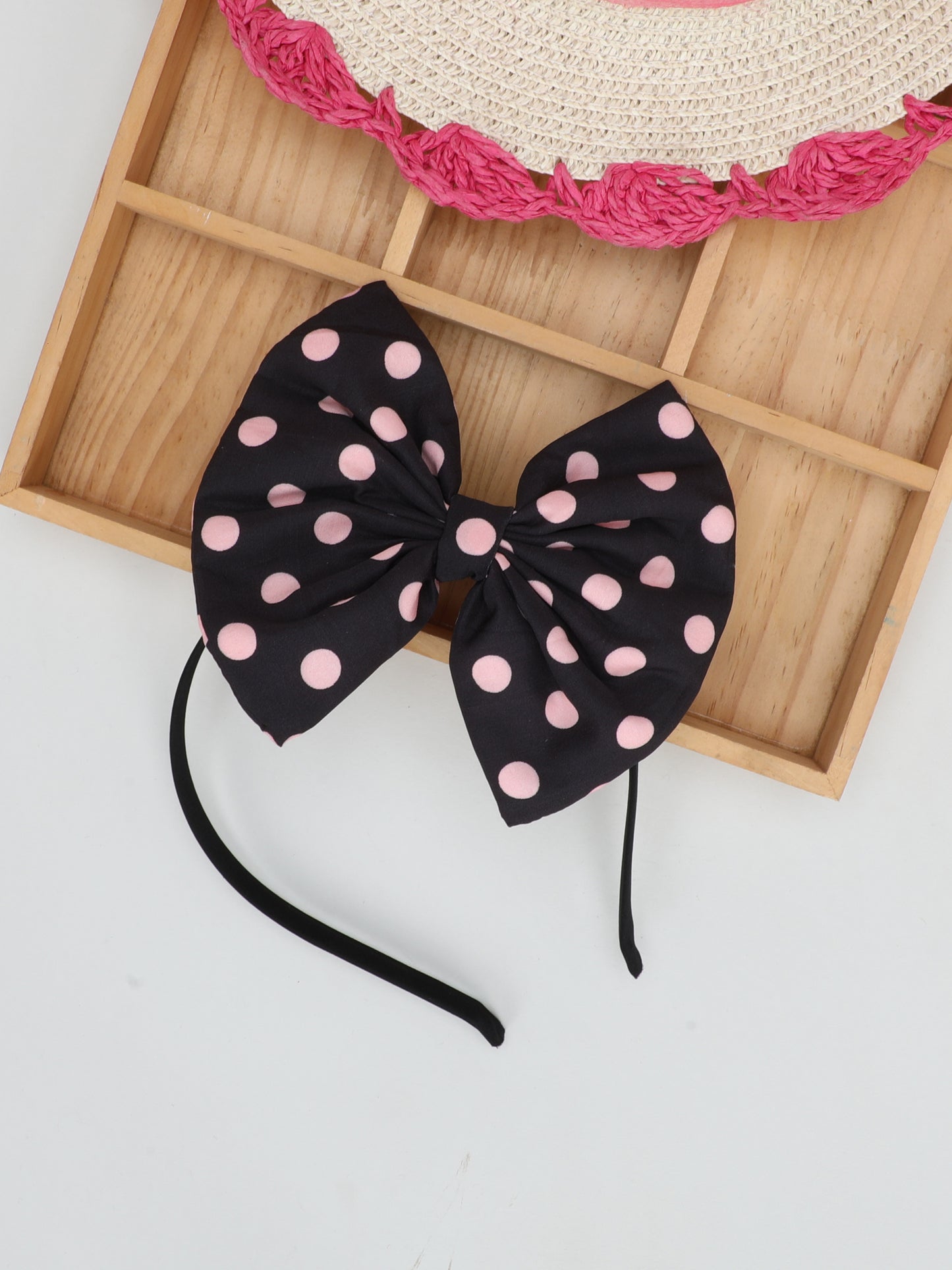 Polkadot Bow Hairband - Black