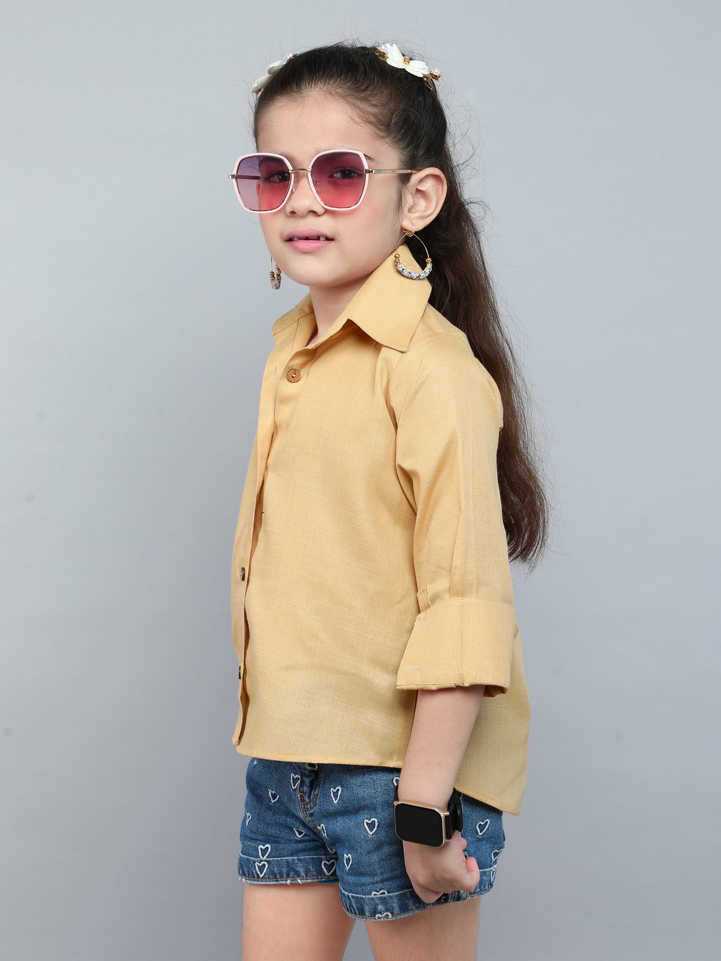 Collared Button-Up Shirt - Beige