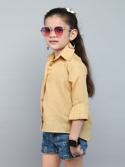 Collared Button-Up Shirt - Beige