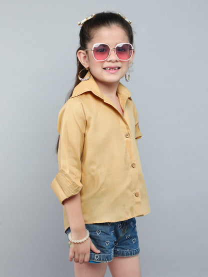 Collared Button-Up Shirt - Beige