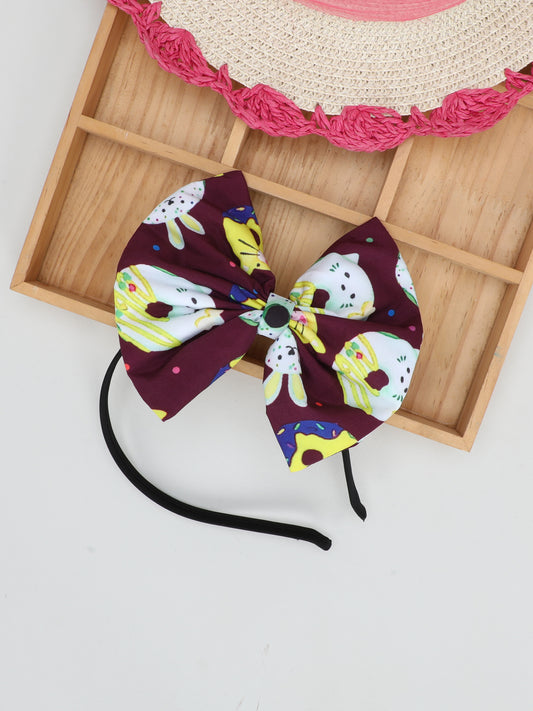 Donut Bow Hairband -Burgundy