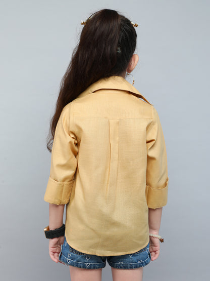 Collared Button-Up Shirt - Beige