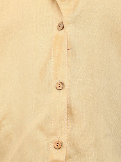 Collared Button-Up Shirt - Beige